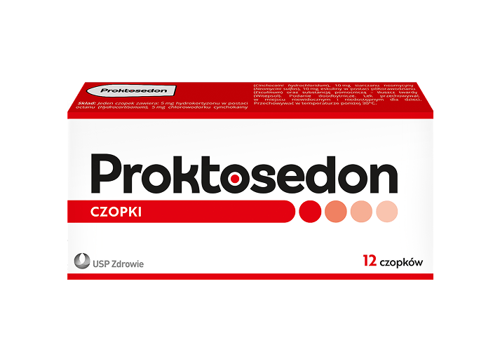 Proktosedon czopki na hemoroidy - zdjęcie opakowania z przodu